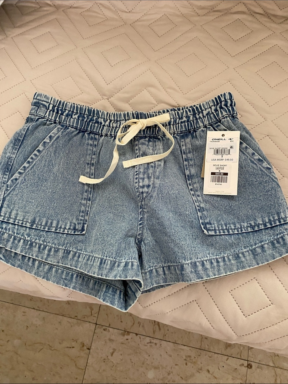 O'Neill Light Wash Denim Drawstring Women's Shorts